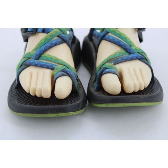 Chacos Hiking Sandals ZX2 Vibram Sole Double Strap W6 Yellow Green Blue Toe Loop - Picture 5 of 11